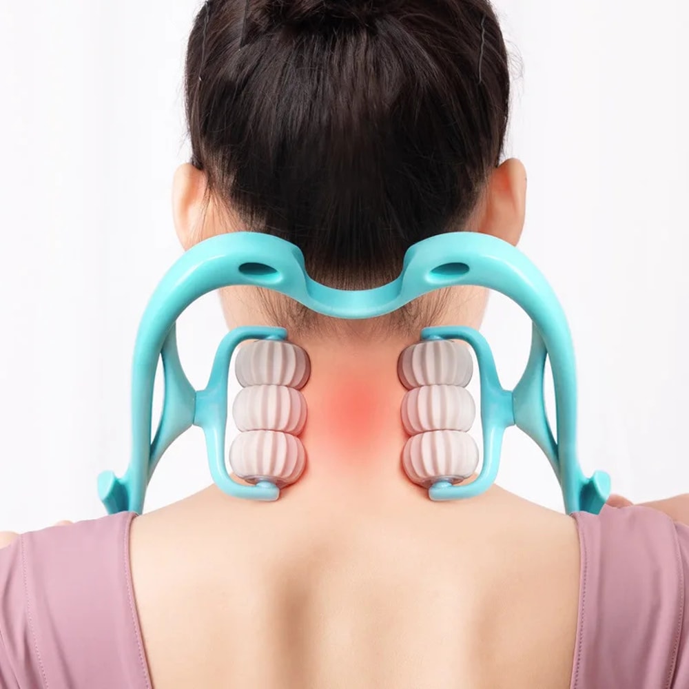 Manual Neck Clamp Cervical Neck Massager 6Ball Kneading Roller Shoulder And Neck Relaxation Massage 0