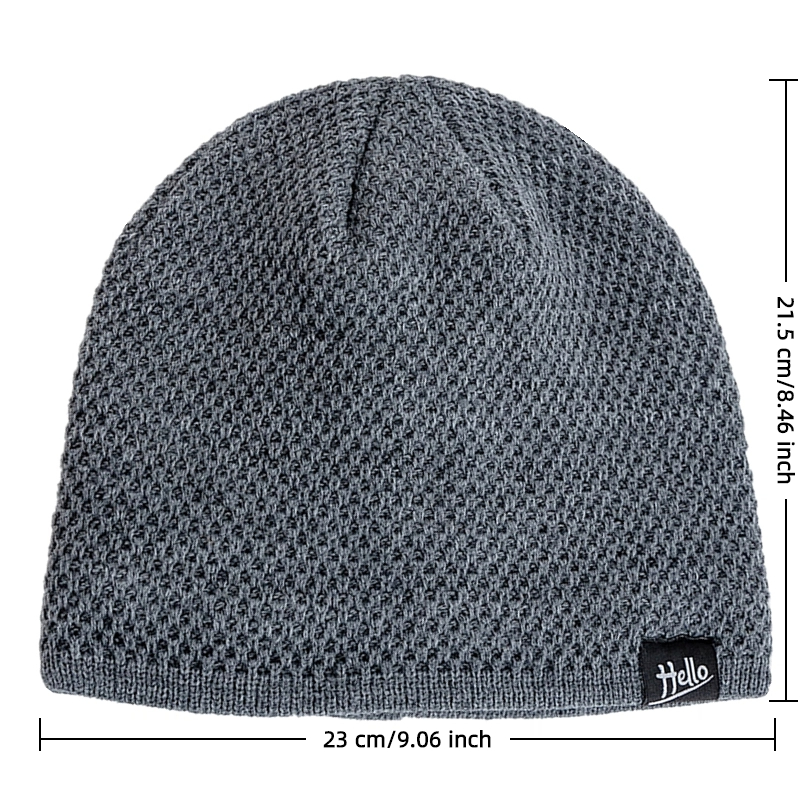 Plush Fur Lined Winter Hats, New Style Beanies, Hello Letter Cap, Casual Knitted Ski Hats for Men and Women