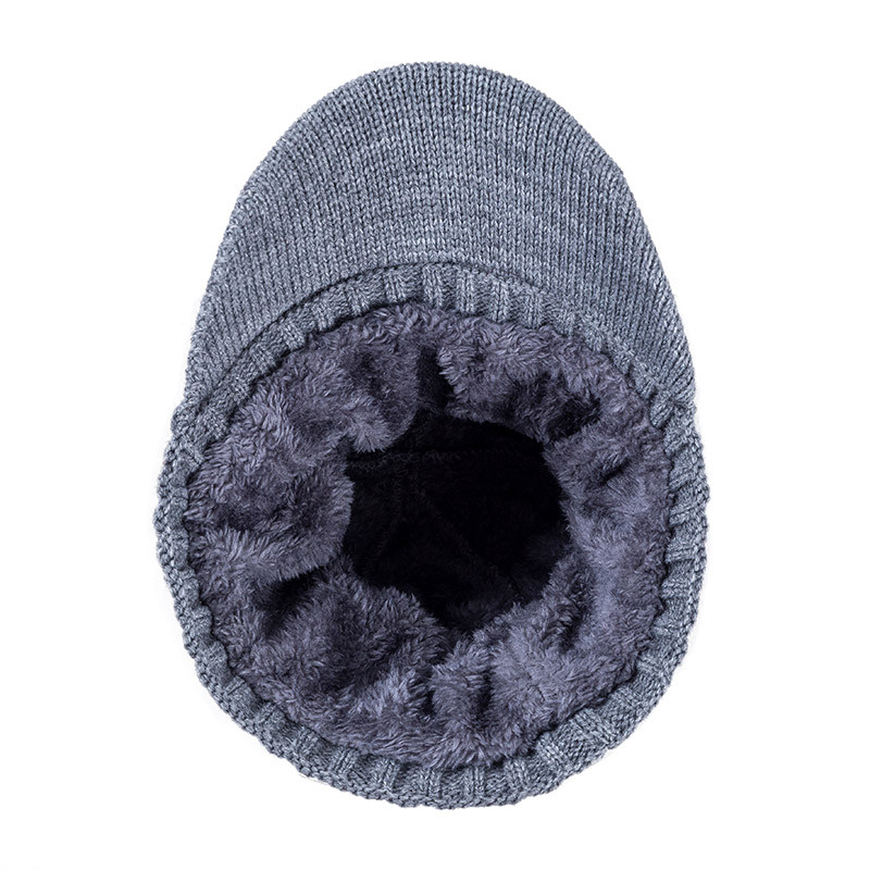 Stylish Unisex Winter Hats Fur Lined Soft Beanie Thick Knitted Cap With Brim For Men Women 4