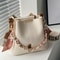 Large Capacity Ribbon Chain Bucket New Fashion Womens Shoulder Bag Daily Commuting Crossbody Bag 0
