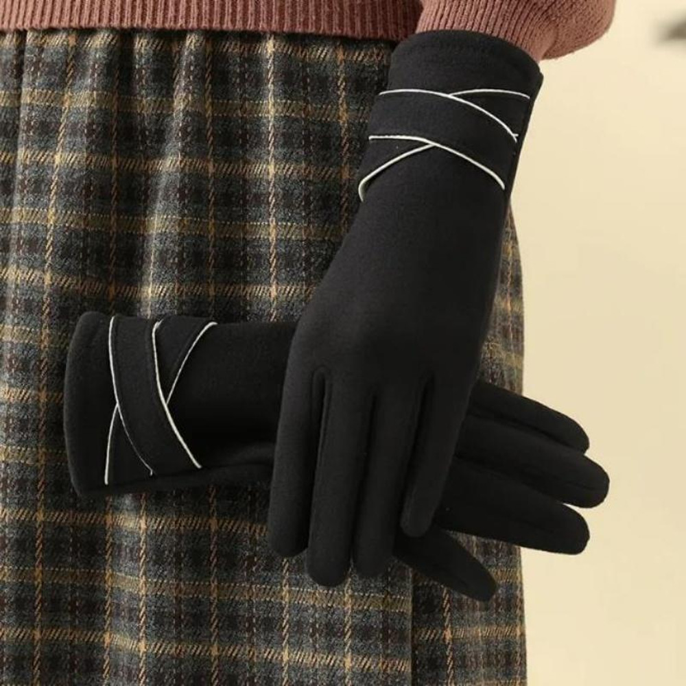 Autumn Winter Gloves Women, Keep Warm, Solid Simple, Cycling, Polyester, Elegant, Windproof, Finger, Skiing, Outdoor, Fa