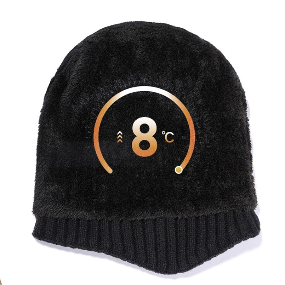 Velvet Warm Ear Hood Integrated Hat, Outdoor Men Winter Knitted Hat, Outdoor Sports Bicycle Skiing Running Cold Cap