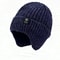Velvet Warm Ear Hood Integrated Hat, Outdoor Men Winter Knitted Hat, Outdoor Sports Bicycle Skiing Running Cold Cap