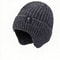 Velvet Warm Ear Hood Integrated Hat, Outdoor Men Winter Knitted Hat, Outdoor Sports Bicycle Skiing Running Cold Cap