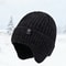Velvet Warm Ear Hood Integrated Hat, Outdoor Men Winter Knitted Hat, Outdoor Sports Bicycle Skiing Running Cold Cap
