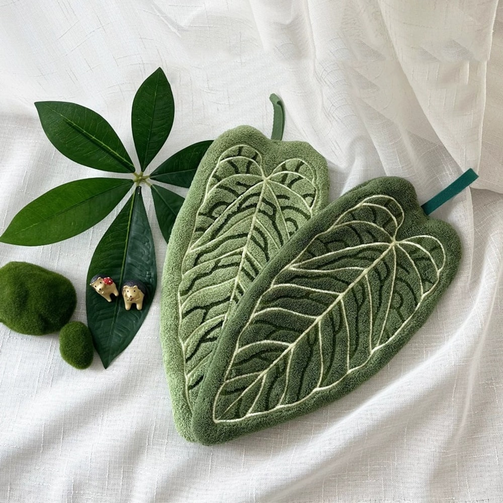 Tropical Leaf Bathroom Kitchen Towel Quick Dry Plant Towels Ultra Absorbent Hand Thumb Towel With H 3