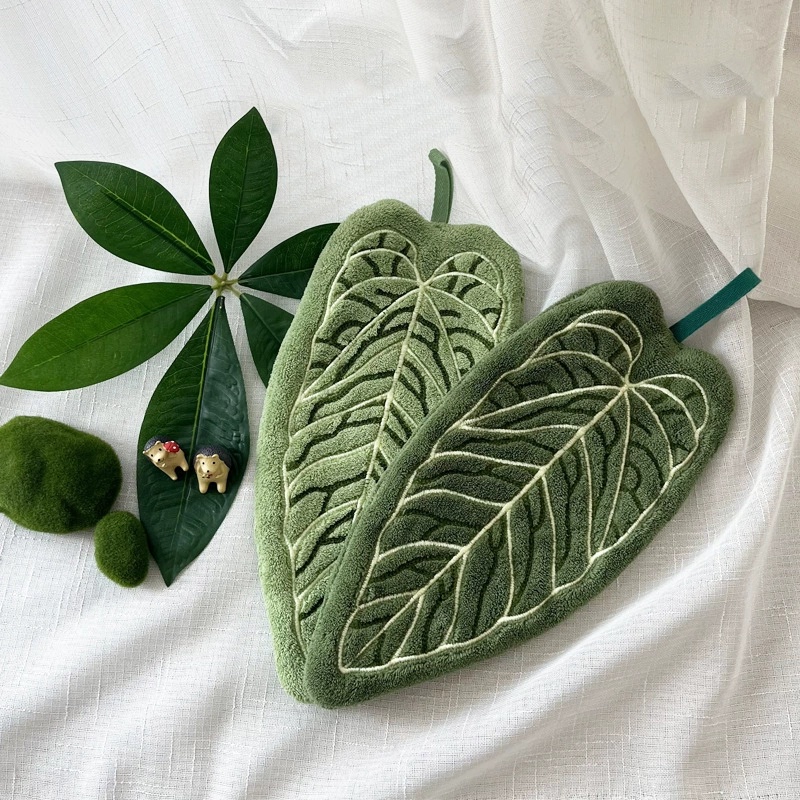 Tropical Leaf Bathroom Kitchen Towel Quick Dry Plant Towels Ultra Absorbent Hand Thumb Towel With H 3