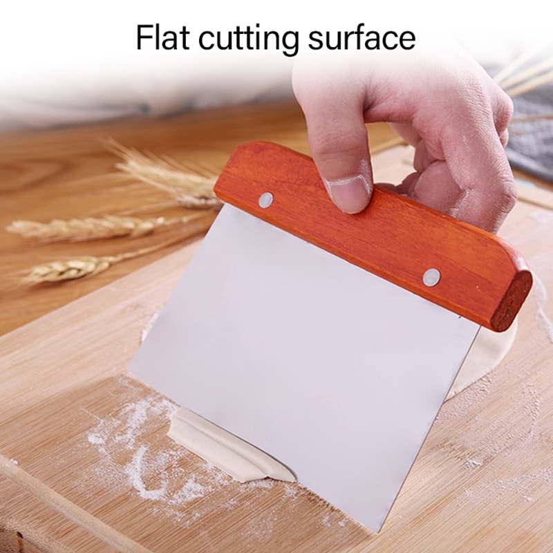 Bread Baking Dough Cutter Scraper With Wooden Handle Cake Scraper Sourdough Tools Stainless Steel S 2