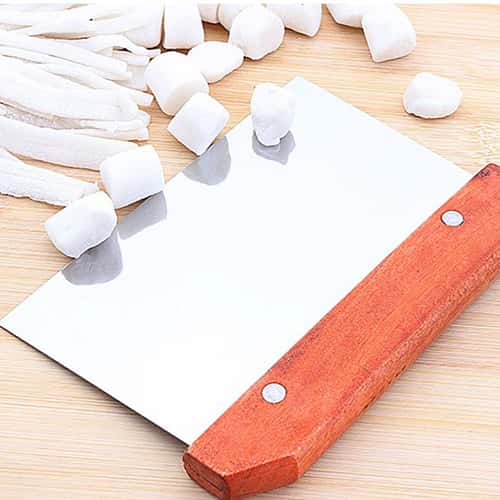 Bread Baking Dough Cutter Scraper with Wooden Handle, Cake Scraper, Sourdough Tools, Stainless Steel Scraper