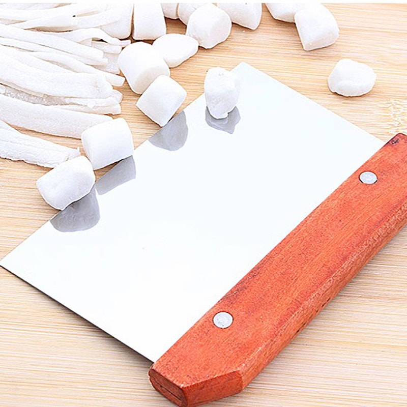 Bread Baking Dough Cutter Scraper With Wooden Handle Cake Scraper Sourdough Tools Stainless Steel S 0