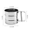 Hand Press Semi-automatic Sugar Flour Sifter, Stainless Steel Baking Tool with Scale