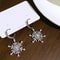 Elegant Snow Flower Earrings, Luxury Christmas Imitation Pearl Rhinestone Drop Earrings Gift for Women