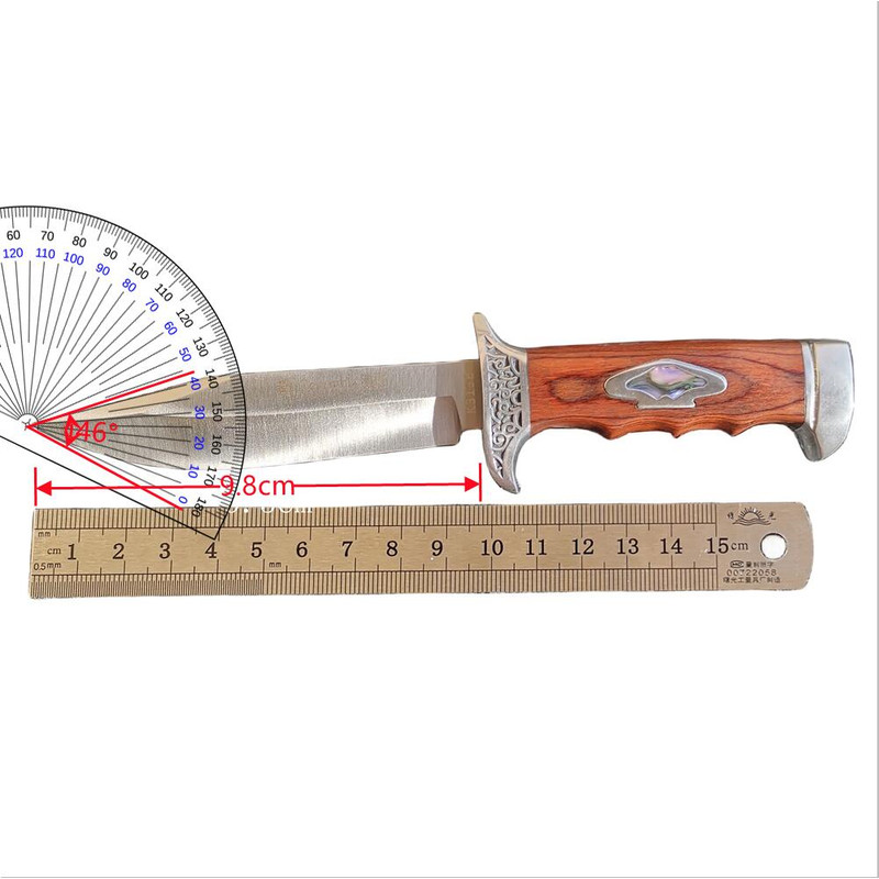 Fixed Blade Knife with Scabbard, Outdoor Camping Tactical Tool, Steel Blade, Wood Handle