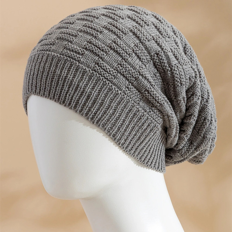 Casual Beanies For Men and Women, Unisex Slouchy Winter Hat Long, Size Knitted Hat, Solid Bonnet Cap