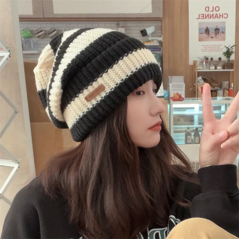 Warm Windproof Autumn Winter Hat Korean Fashion Striped Knitted Hat Trend Lightweight Hat For Men W 5