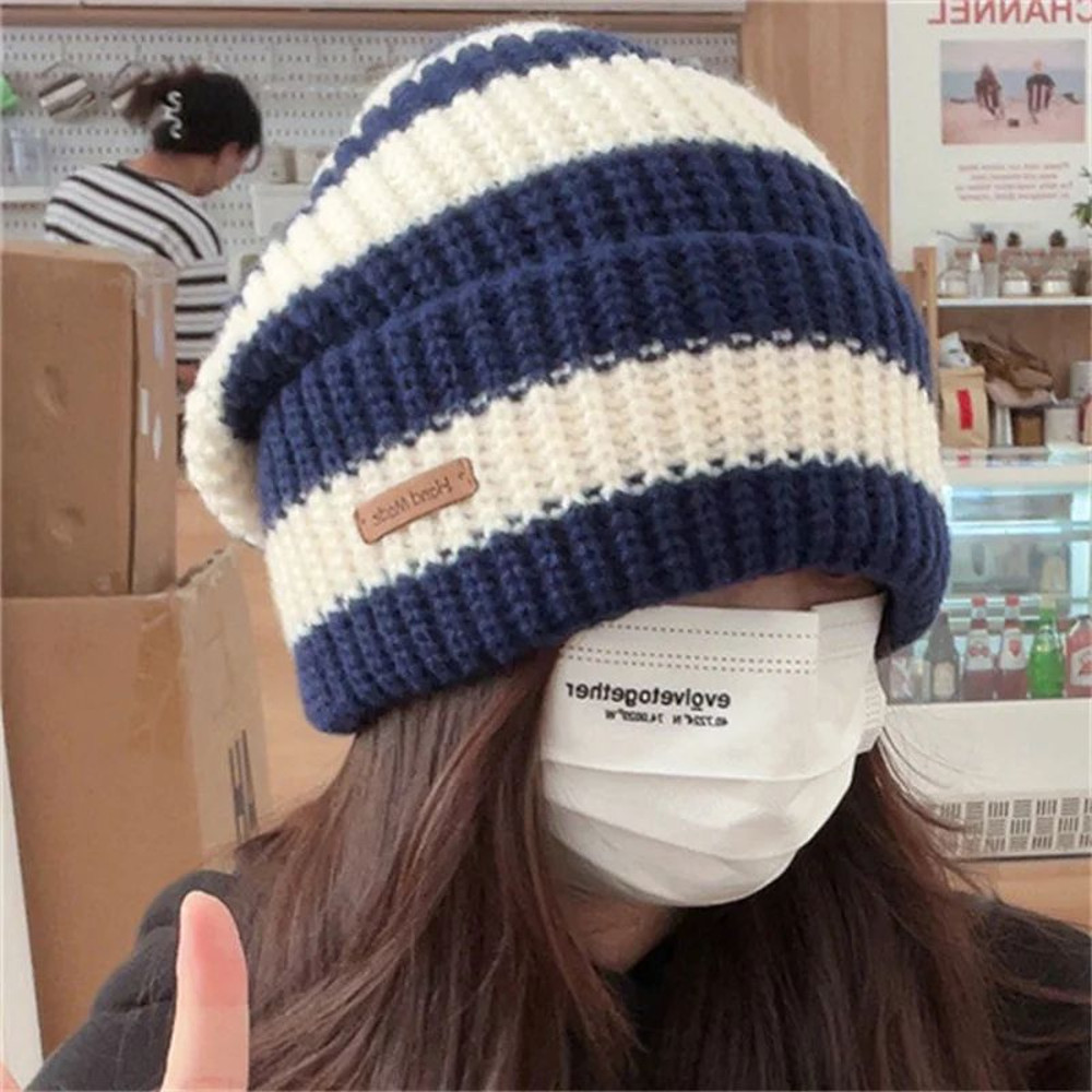Warm Windproof Autumn Winter Hat Korean Fashion Striped Knitted Hat Trend Lightweight Hat For Men W 7