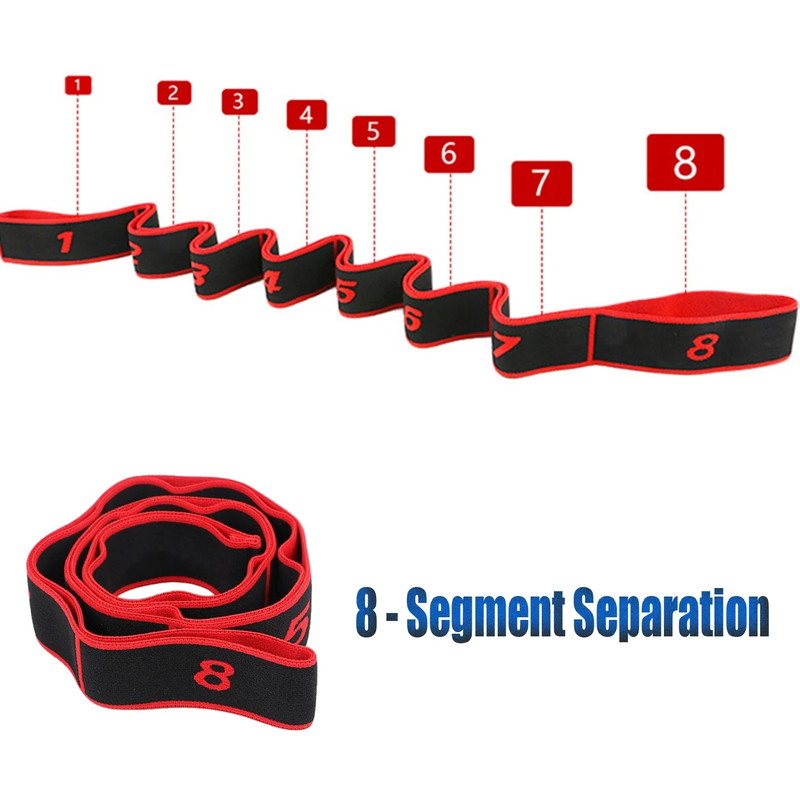 Multi Segment Belt Yoga Fitness Products, Yoga Stretch Resistance Bands Adult High Elasticity, Yoga Assisted Stretching