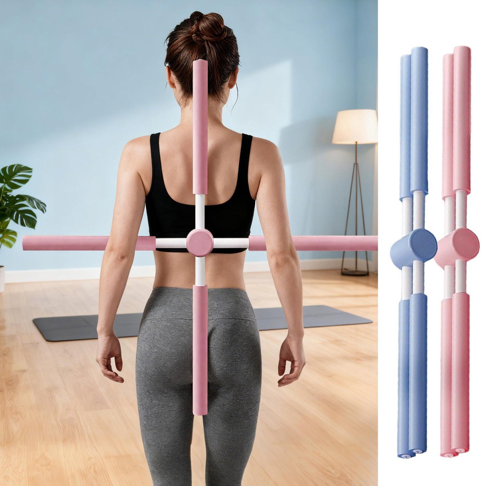 Fitness standing posture training buckle body shape stick, Yoga posture correction stick, Telescopic Pilates posture cor