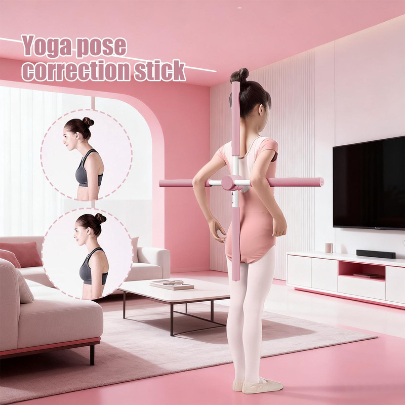 Fitness standing posture training buckle body shape stick, Yoga posture correction stick, Telescopic Pilates posture cor
