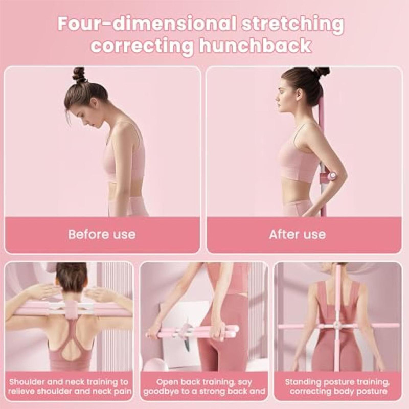 Fitness standing posture training buckle body shape stick, Yoga posture correction stick, Telescopic Pilates posture cor