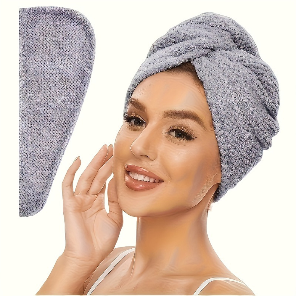 Quick-Drying Microfibre Hair Towel Wrap Ultra-Absorbent Hair Dryer Cap for Women Frizzy Hair