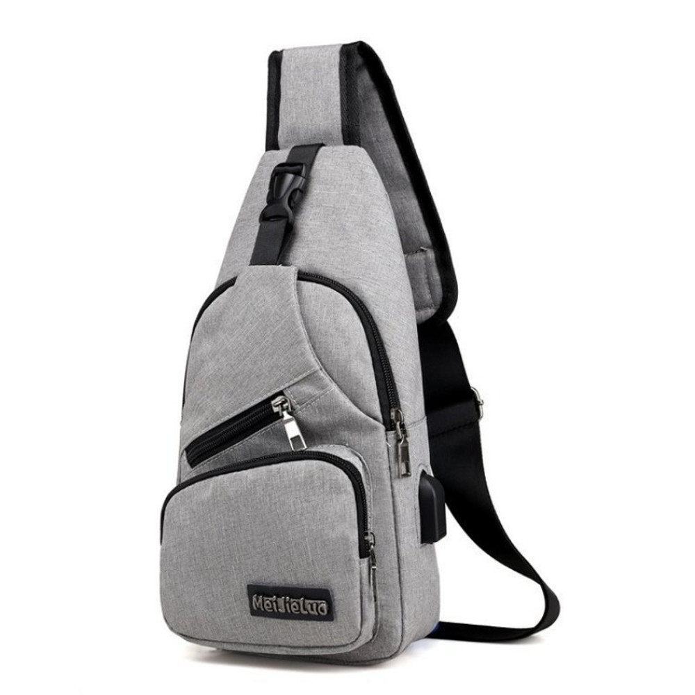 USB Smart Chest Bag Crossbody Backpack Mens Single Shoulder Bag Canvas Waist Pack 0