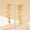 Vintage Gold Leaf Dangle Earrings Womens Charming Flower Design Long Drop Earrings 3