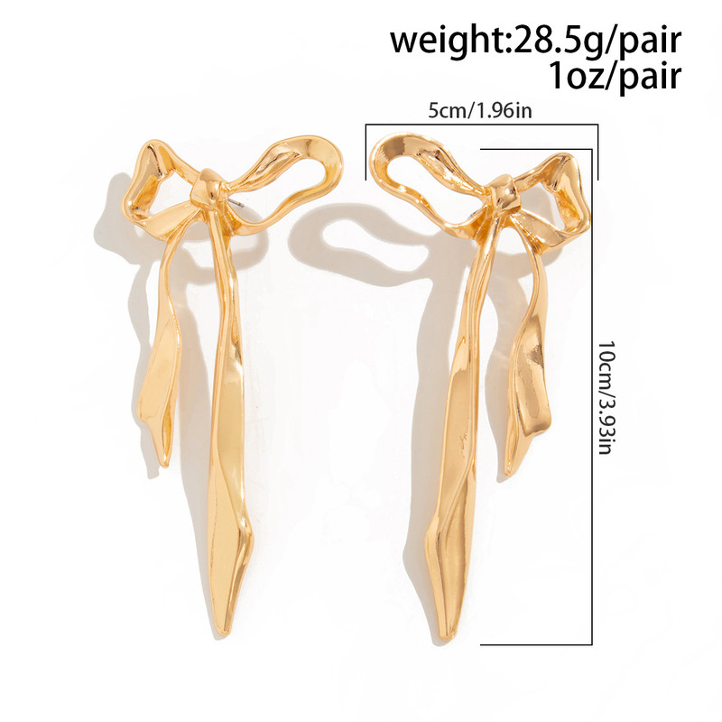Ingemark Gold Bow Bowknot Long Tassel Drop Earrings Classic Piercing Earrings For Women 1