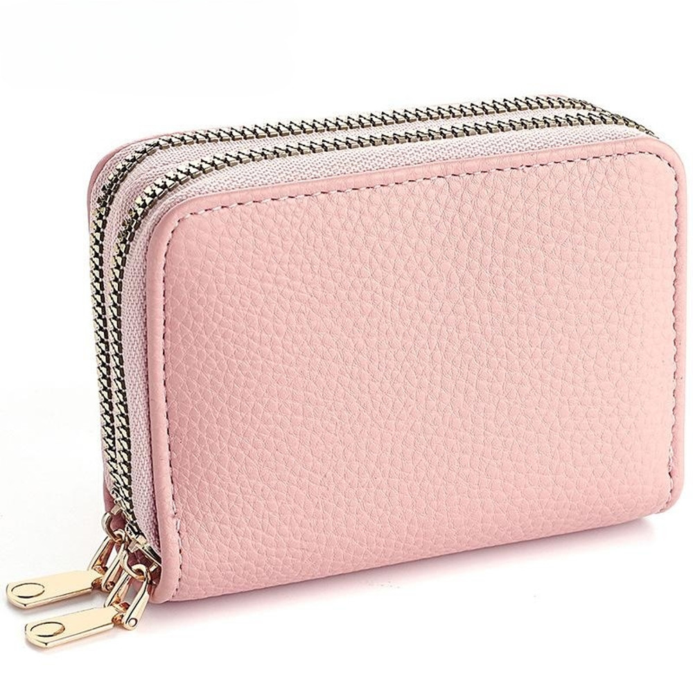 Fashion Short Credit Card Holder Womens Double Zipper Wallet Large Capacity Coin Purse 1