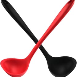 heat resistant large soup ladle, silicone ladles soup spoons nonstick, long handle for home kitchen cooking