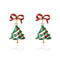 Colorful Rhinestone Enamel Tree Earrings Christmas Red Bowknot Holiday Dangle Jewelry Gift 1