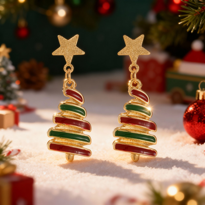 Full Rhinestone Christmas Earrings, Deer, Snowman, Gingerbread, Gift Box, Jewelry for Women & Men