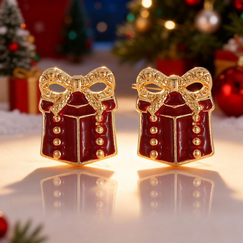 Full Rhinestone Christmas Earrings, Deer, Snowman, Gingerbread, Gift Box, Jewelry for Women & Men