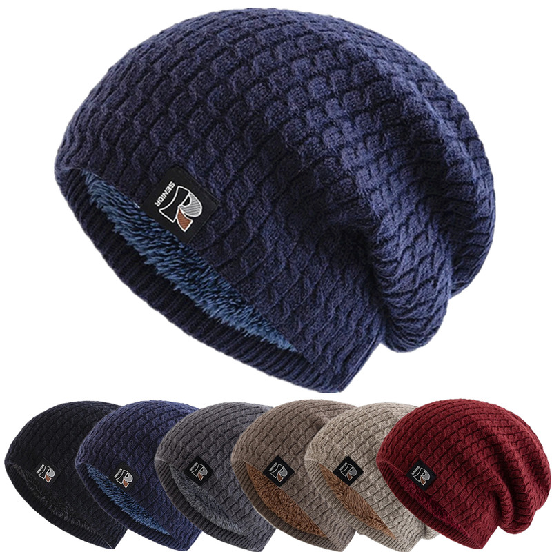 Fashion Slouchy Beanie Hat Warm Fleece Lined Ski Cap Men WomenMen Women Letter Label Ski Sports Cap 11