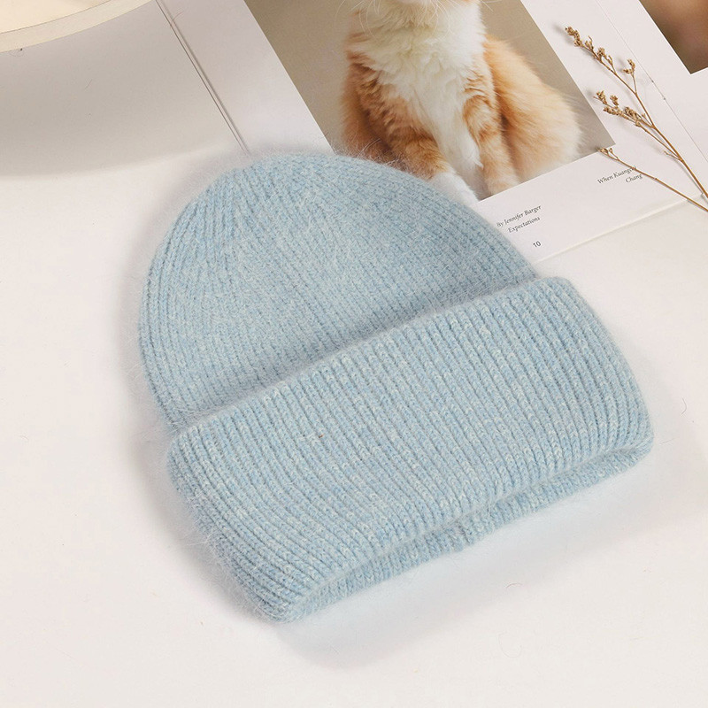Real Rabbit Fur Winter Hat Fashion Women Beanie Warm Solid CoverWomen Solid Adult Cover Head Cap