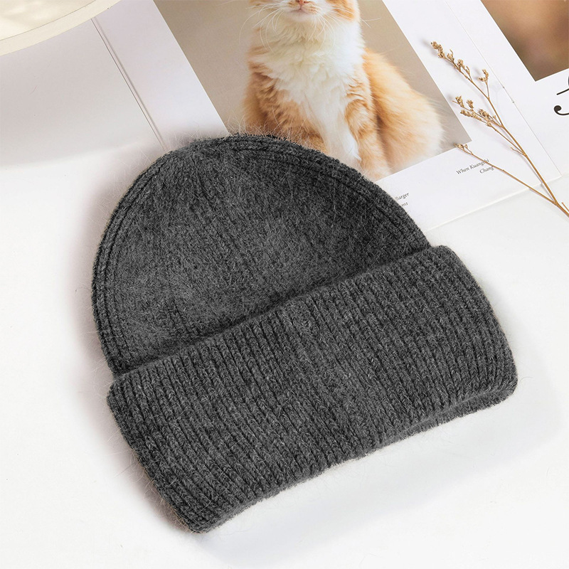 Real Rabbit Fur Winter Hat Fashion Women Beanie Warm Solid CoverWomen Solid Adult Cover Head Cap