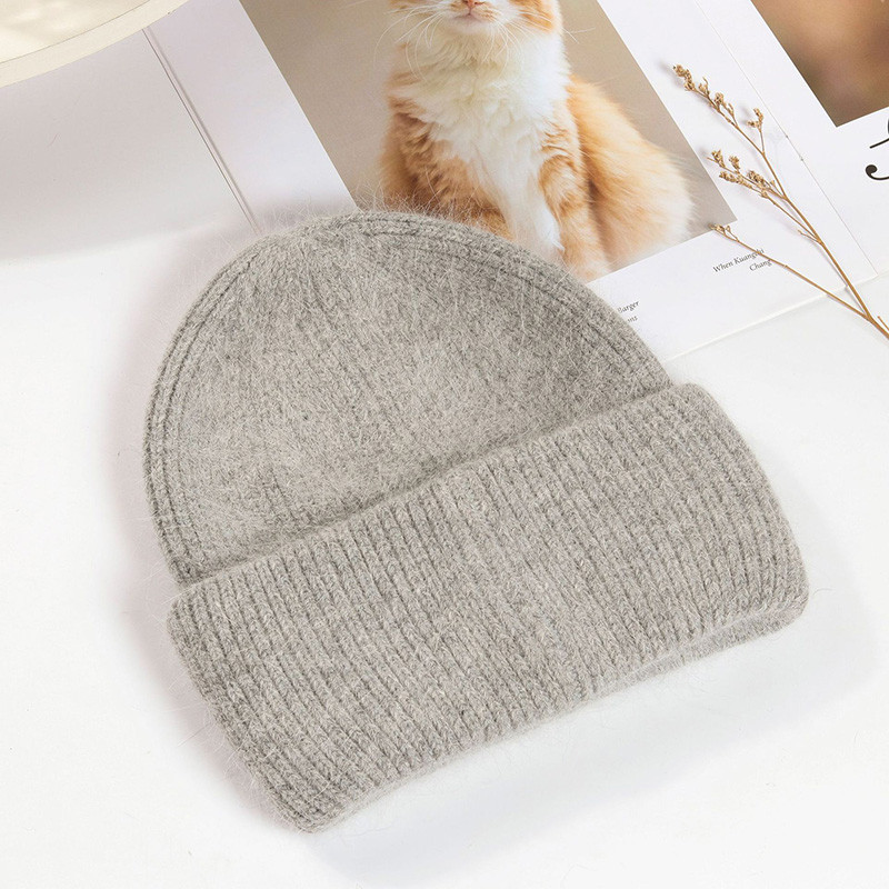 Real Rabbit Fur Winter Hat Fashion Women Beanie Warm Solid CoverWomen Solid Adult Cover Head Cap