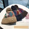 Winter Knitted Slouchy Hat For Women Warm Thick Colorblock Pom Pom Beanie Women Warm Thick Cable Ca 2