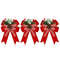 Chrismas Checkered Ribbon Bow Set With Pine Cones And Needles For Indoor And Outdoor Christmas Deco 7