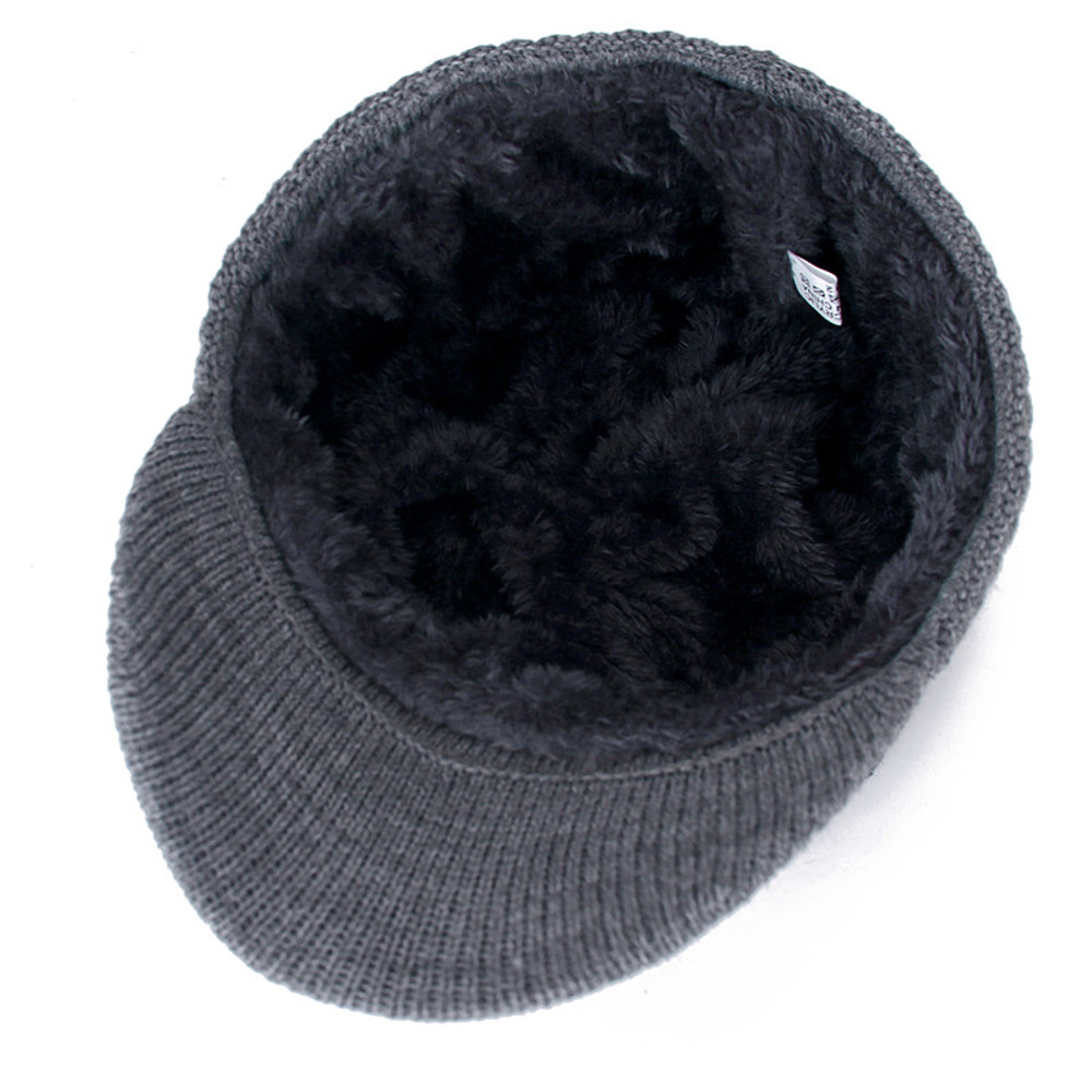 Thick Knitted Winter Hat For Men And Women Fur Lined Beanie With Brim Hats For Men Women Knitted Ha 3