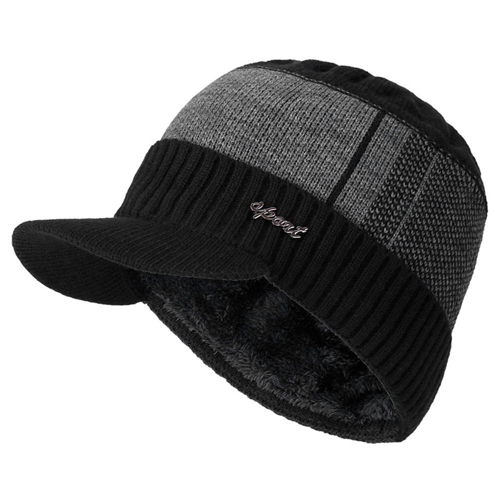 Thick Knitted Winter Hat For Men And Women Fur Lined Beanie With Brim Hats For Men Women Knitted Ha 6