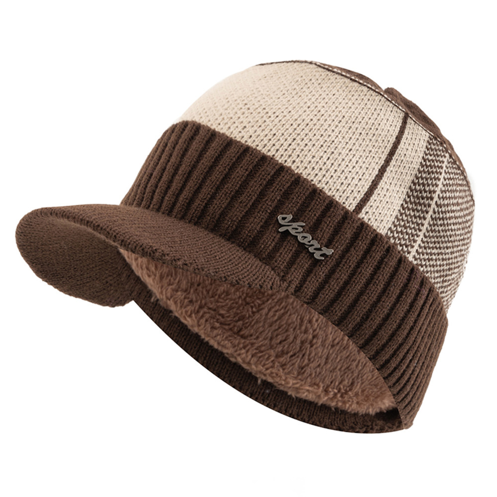 Thick Knitted Winter Hat For Men And Women Fur Lined Beanie With Brim Hats For Men Women Knitted Ha 11