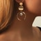 Gold-Color Circular Pendant Earrings, Elegant Women's Fashion Earrings for Tourism