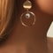 Gold-Color Circular Pendant Earrings, Elegant Women's Fashion Earrings for Tourism