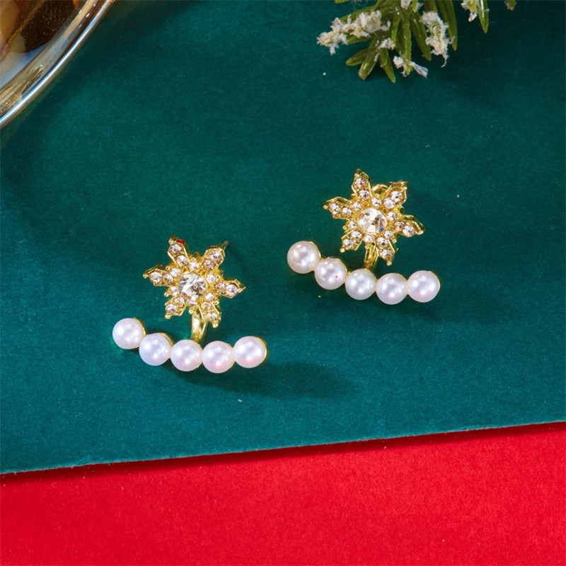 Luxury Shiny Zircon Snowflake Drop Dangle Earrings, Elegant New Year Holiday Jewelry Gift for Women