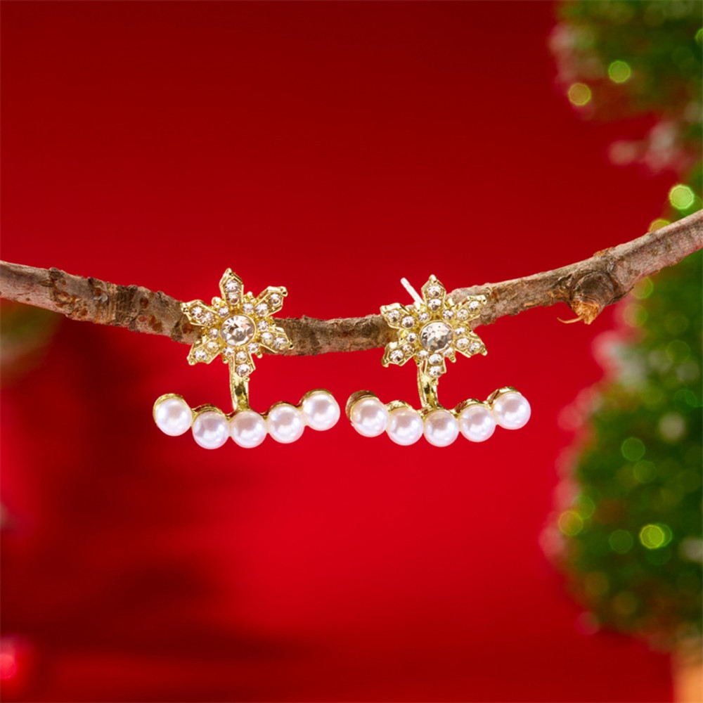 Luxury Shiny Zircon Snowflake Drop Dangle Earrings, Elegant New Year Holiday Jewelry Gift for Women