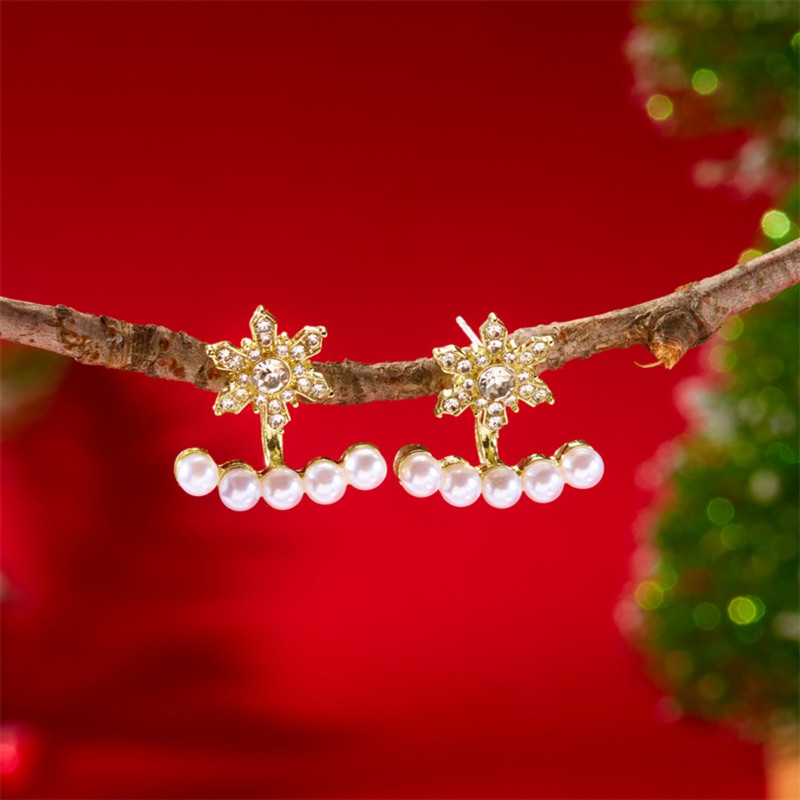 Luxury Shiny Zircon Snowflake Drop Dangle Earrings, Elegant New Year Holiday Jewelry Gift for Women