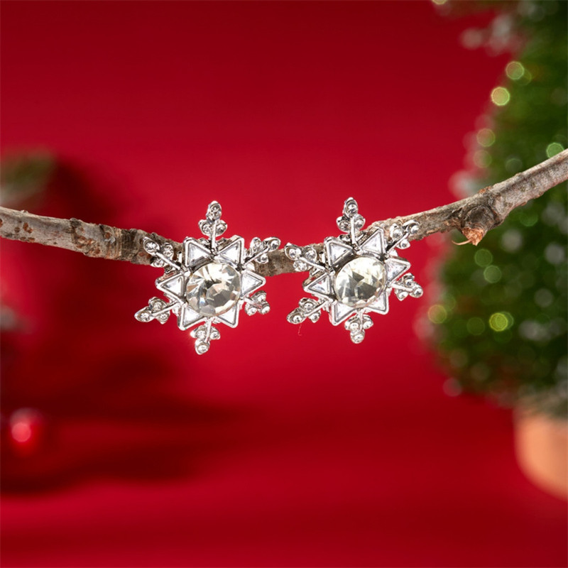 Luxury Shiny Zircon Snowflake Drop Dangle Earrings, Elegant New Year Holiday Jewelry Gift for Women