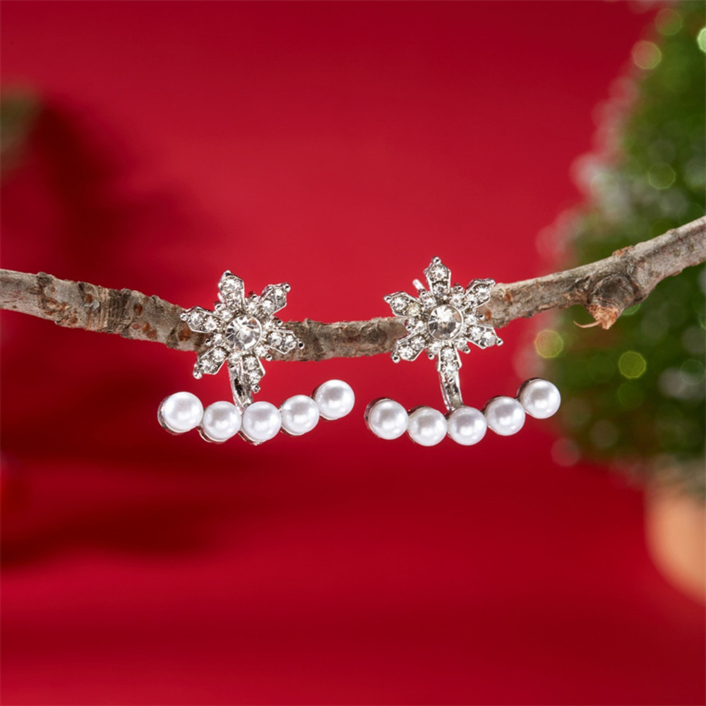 Luxury Shiny Zircon Snowflake Drop Dangle Earrings, Elegant New Year Holiday Jewelry Gift for Women