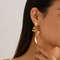 Twisted Long Drop Earrings for Women, Trending Geometric Gold Color Waves, IngeSight.Z Fashion Irregular Metal Jewelry